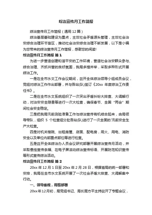综治宣传月工作简报（通用12篇）