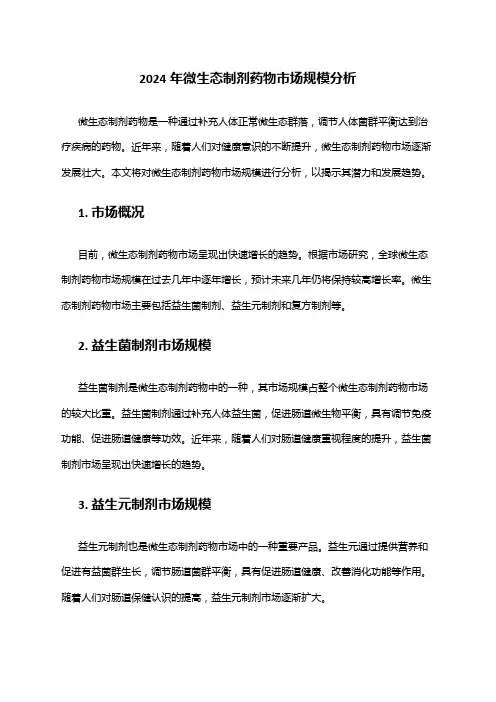 2024年微生态制剂药物市场规模分析
