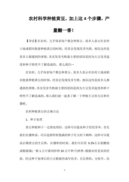 农村科学种植黄豆,加上这4个步骤,产量翻一番!