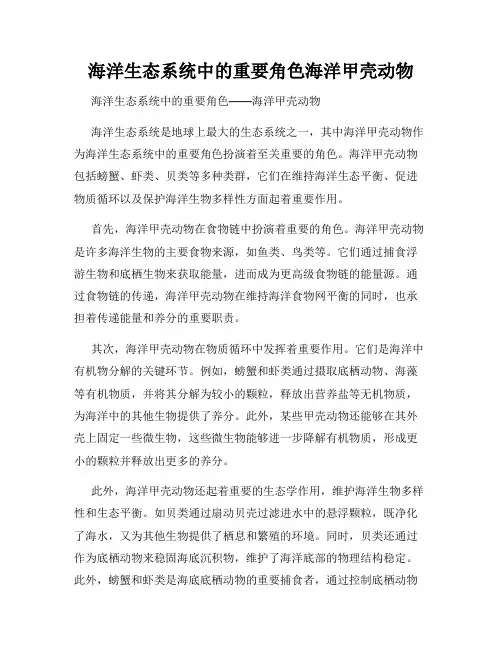 海洋生态系统中的重要角色海洋甲壳动物