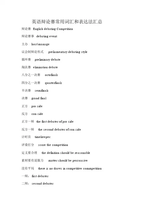 (完整版)英语辩论赛常用词汇和表达法汇总.doc