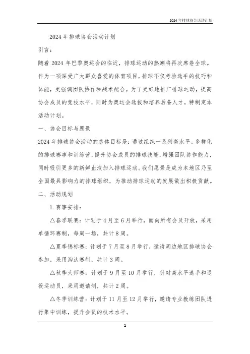 2024年排球协会活动计划