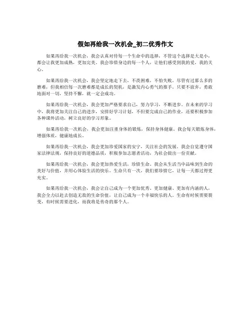 假如再给我一次机会_初二优秀作文