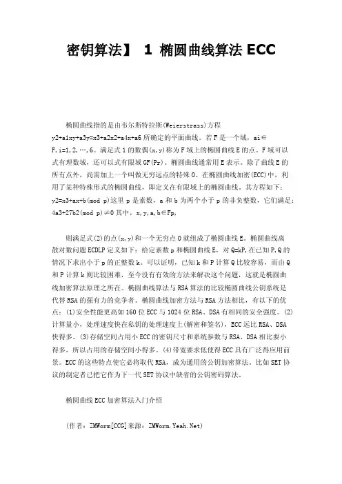 密钥算法】1椭圆曲线算法ECC