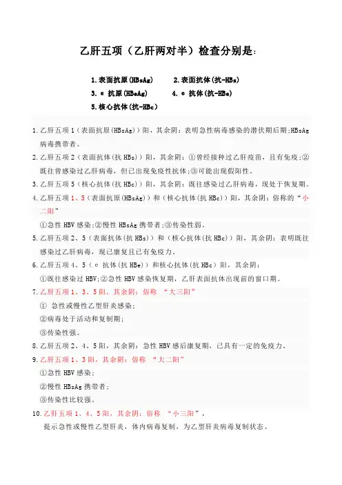 乙肝五项与乙肝病毒免疫标志物