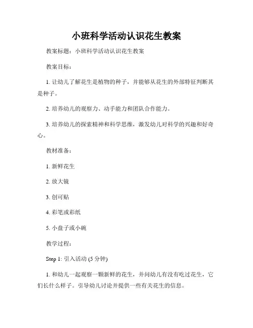 小班科学活动认识花生教案