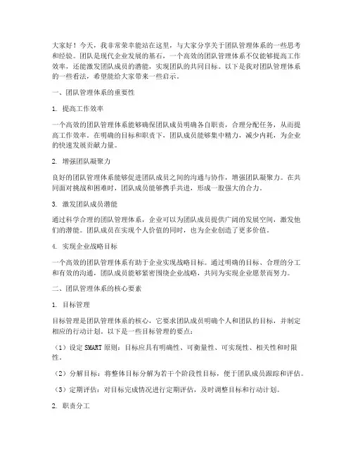 团队管理体系演讲稿范文