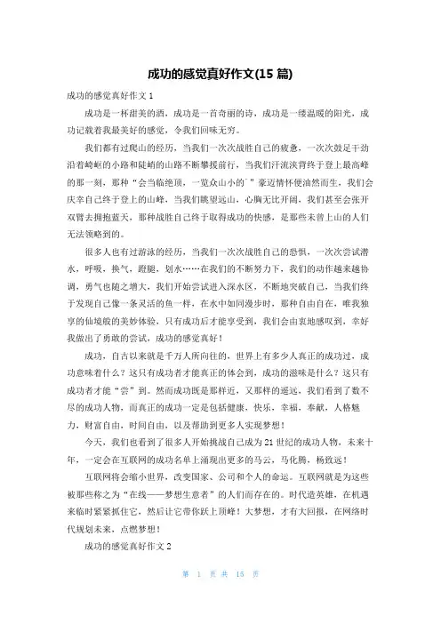 成功的感觉真好作文(15篇)