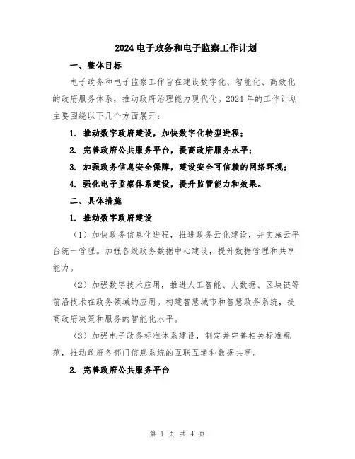 2024电子政务和电子监察工作计划