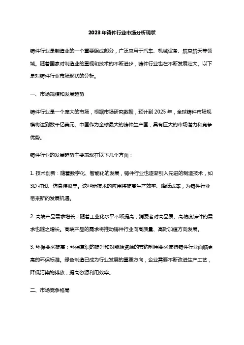 2023年铸件行业市场分析现状