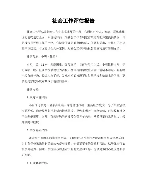 社会工作评估报告