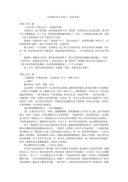 中考满分作文在路上(优秀4篇)