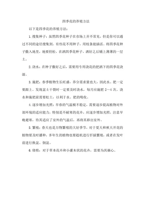 四季花的养殖方法