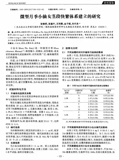 微型月季小仙女茎段快繁体系建立的研究