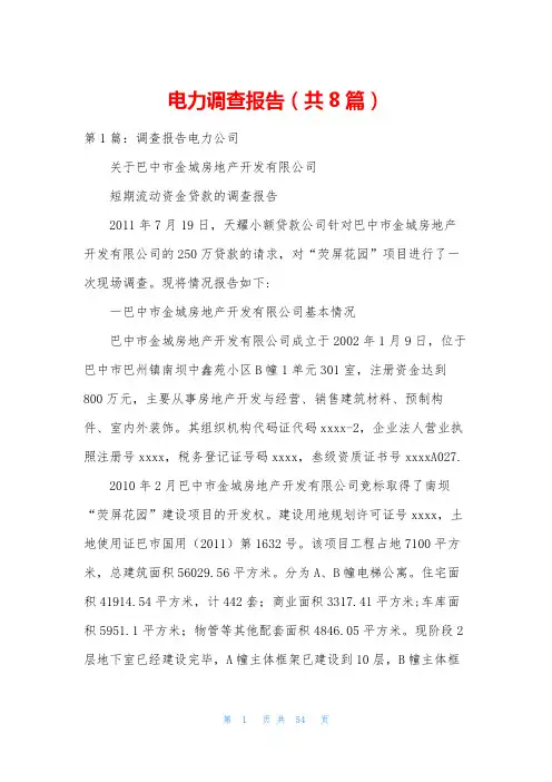 电力调查报告(共8篇)