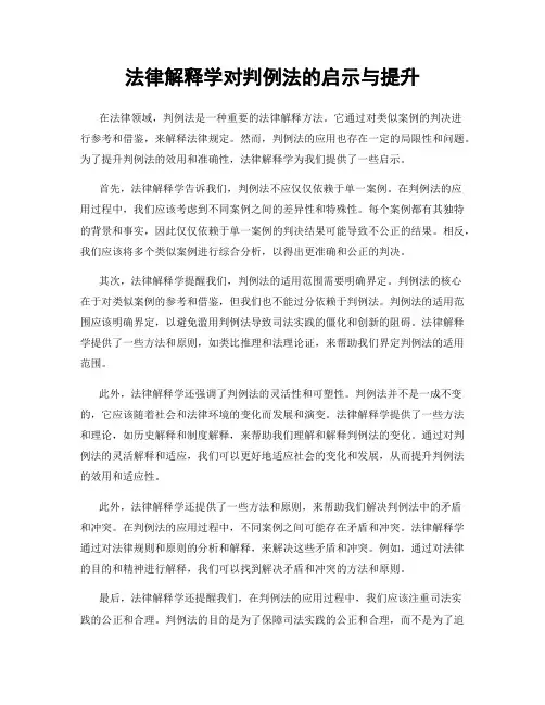 法律解释学对判例法的启示与提升