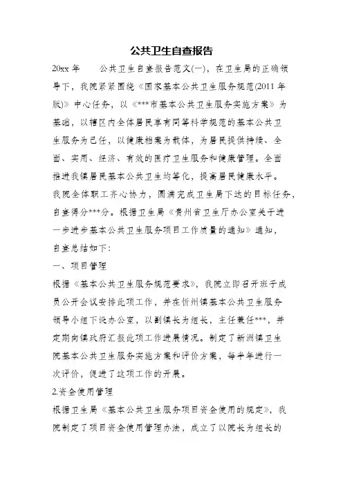 公共卫生自查报告
