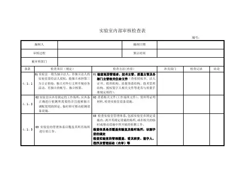 实验室内审检查表(最新准则)【范本模板】