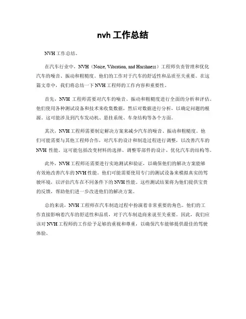 nvh工作总结