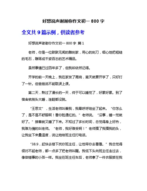 好想说声谢谢你作文初一800字