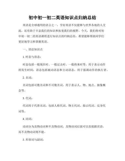 初中初一初二英语知识点归纳总结
