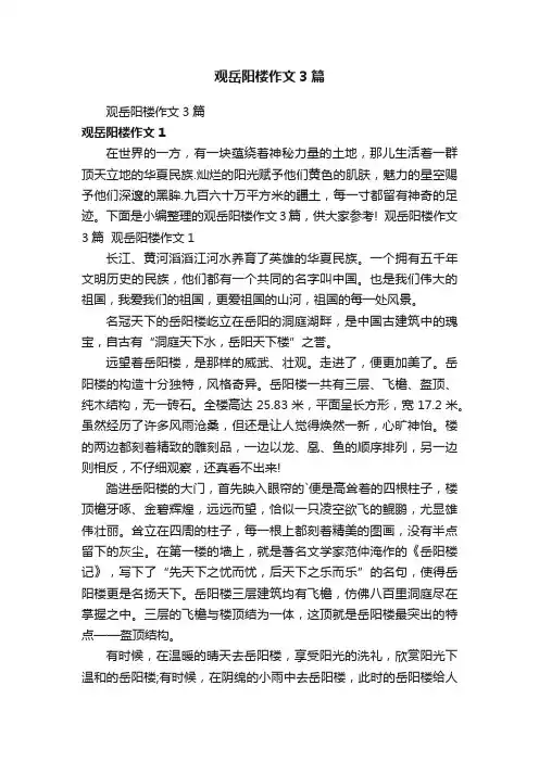 观岳阳楼作文3篇