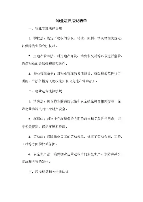 物业法律法规清单
