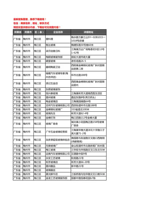 新版广东省梅州市梅江区玻璃店企业公司商家户名录单联系方式地址大全47家