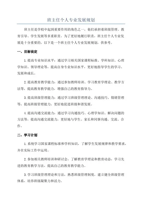 班主任个人专业发展规划