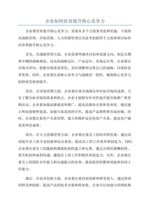 企业如何培育提升核心竞争力