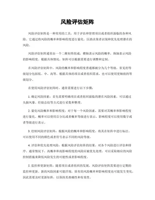 风险评估矩阵
