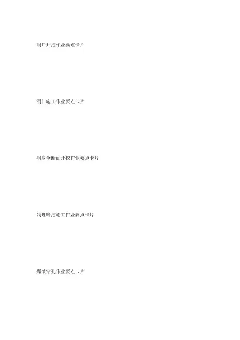 铁路隧道施工作业要点示范卡片46项