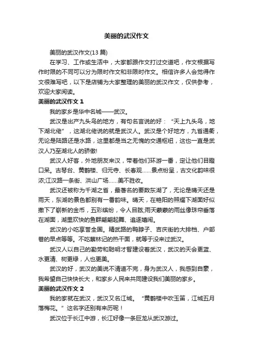 美丽的武汉作文