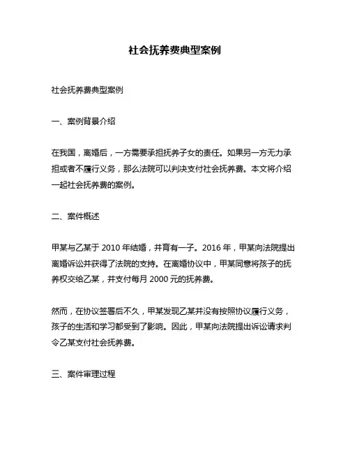 社会抚养费典型案例