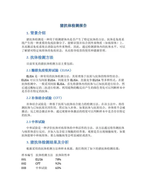 猪抗体检测报告