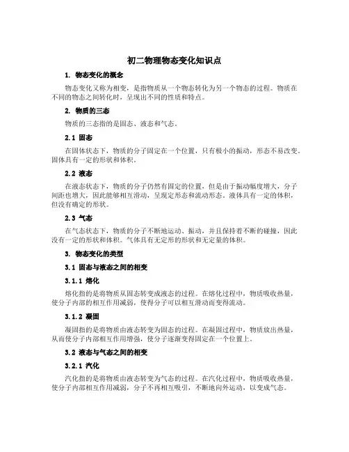 初二物理物态变化知识点