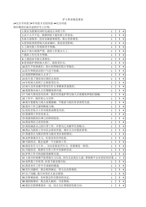 (完整版)护士职业倦怠量表