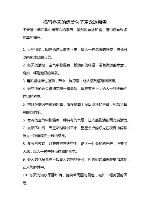 描写冬天的优美句子不含冰和雪