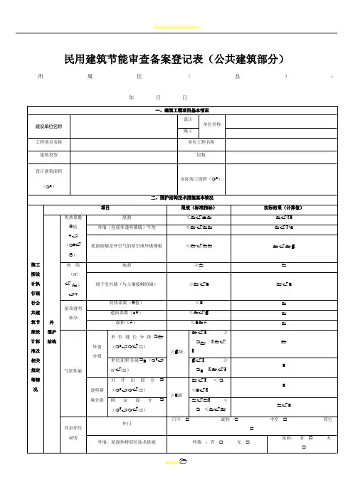 民用建筑节能审查备案登记表