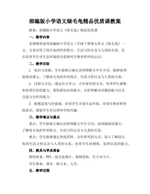 部编版小学语文绿毛龟精品优质课教案