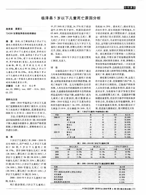临泽县5岁以下儿童死亡原因分析