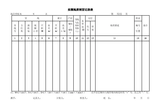 地质表格大全