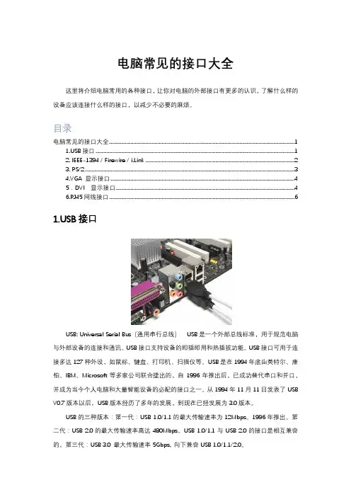 电脑常见的接口大全