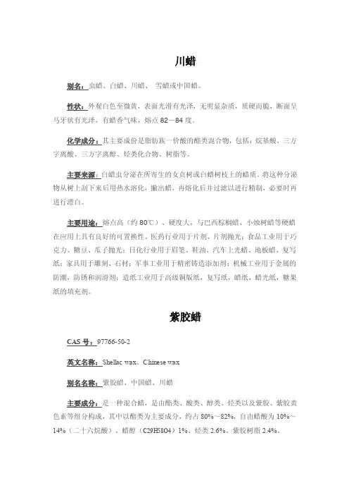 各种蜡资源简介.