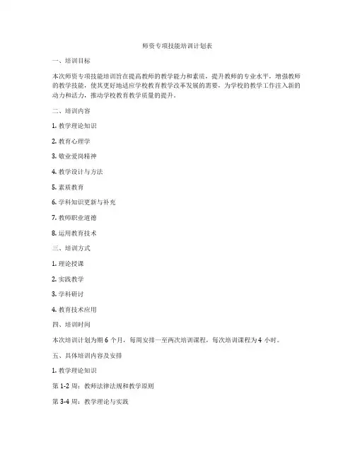 师资专项技能培训计划表