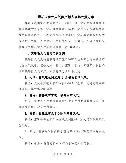 煤矿灾害性天气停产撤人现场处置方案