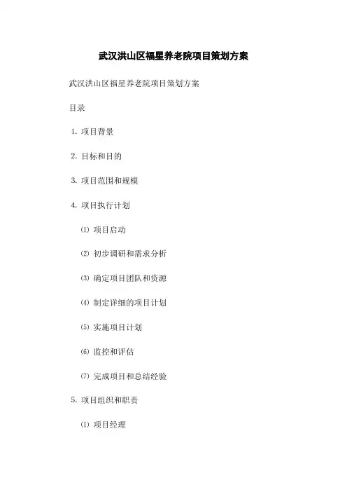 武汉洪山区福星养老院项目策划方案