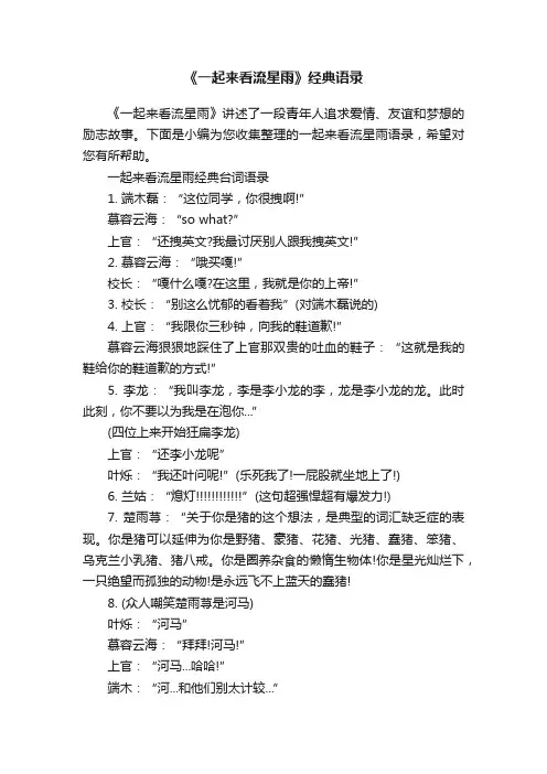 《一起来看流星雨》经典语录