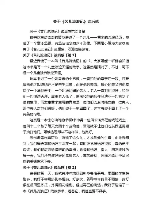 关于《苦儿流浪记》读后感范文8篇