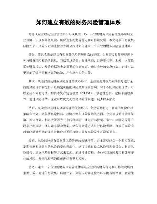 如何建立有效的财务风险管理体系
